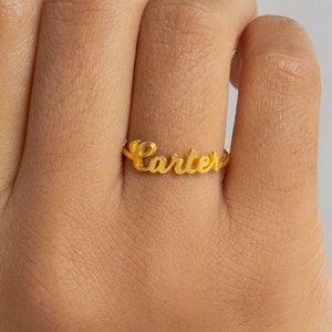 Minimalist Name Ring by CaitlynMinimalist • Handmade Custom Ring in Gold, Sterling Silver, Rose • Personalized Gift for Girlfriend • RM02F97