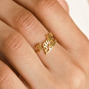 Double Name Ring by Caitlyn Minimalist • Custom Two Name Ring • Duo Wrap Ring • Mother Daughter Ring • Family Ring • Gift for Mom • RM75F60