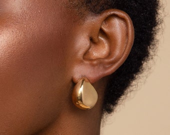 Bold Teardrop Stud Earrings by Caitlyn Minimalist • Chunky Dome Drop Earrings in Gold • Minimalist Jewelry • Perfect Gift for Her • ER484