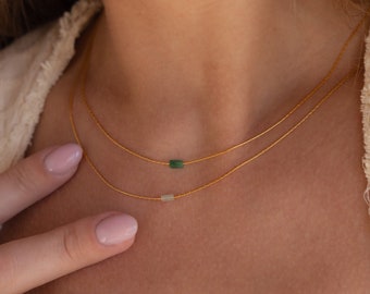 Dainty Jade Necklace by Caitlyn Minimalist • Tiny Jade Necklace • Green Gemstone Jewelry • Everyday Gift for Her • NR150