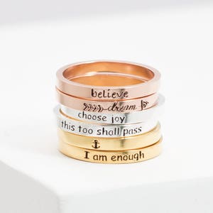 Inspiration Ring • Personalized Ring • Mixed Metal Stacking Ring • Custom Message Ring • Rose Gold Ring • Daughter Gifts • RM22F31