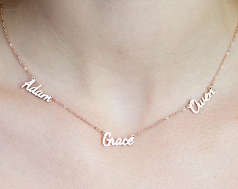 Dainty Triple Name Necklace • Children 3 Names Necklace • Custom Three Names Family Necklace • Friendship Necklace • New Mom gift • NH05F47