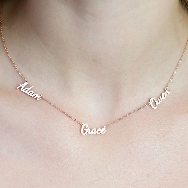 Dainty Triple Name Necklace • Children 3 Names Necklace • Custom Three Names Family Necklace • Friendship Necklace • New Mom gift • NH05F47
