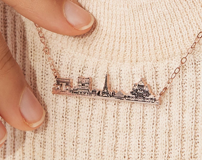 Aangepaste stad ketting • Skyline ketting • Stadsgezicht ketting • Perfecte reisliefhebber cadeau • Gepersonaliseerd cadeau voor haar • Verjaardagscadeau • NM64