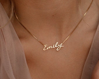 Custom Name Necklace by Caitlyn Minimalist • Dainty Gold Necklace with Box Chain • Bridesmaid Gifts • Personalized Gift for Her • NM81F44