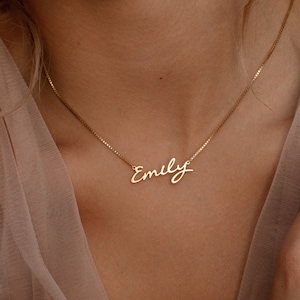 Custom Name Necklace by Caitlyn Minimalist • Dainty Gold Necklace with Box Chain • Bridesmaid Gifts • Personalized Gift for Her • NM81F44