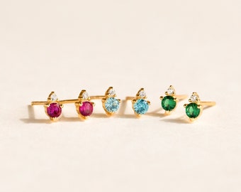 Custom Birthstone Earrings by Caitlyn Minimalist • Gemstone Stud Earrings • Dainty Personalized Jewelry • Perfect Gift for Her • ER231