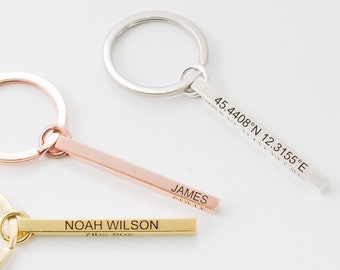 Bar Keyring • Personalized Men Gift • Coordinates Bar Keychain • Custom Longitude Latitude • Father Gift • Baby Announcement Gift • CM32F30