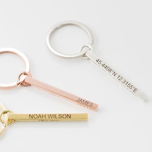 Custom Bar Keyring • Coordinates Bar Keychain • Engraved Longitude Latitude • Personalized Men Gift • Baby Announcement Gift • CM32F30