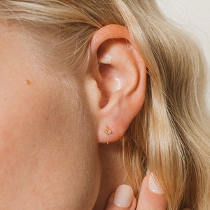 Dainty 2.5mm Diamond Threaders by Caitlyn Minimalist • Tiny Diamond Huggie Hoop Earrings • Wedding Jewelry • Anniversary Gift • ER096