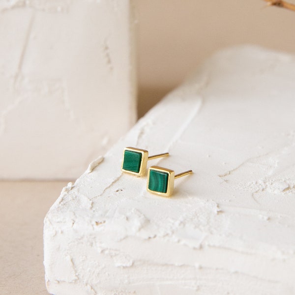 Malachite Stud Earrings • Malachite Studs • Malachite Jewelry • Perfect Gift for Her • Bridesmaid Gifts • Perfect Best Friend Gift • ER076