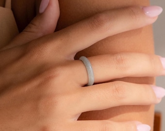 Skinny Jade Ring by Caitlyn Minimalist • Green Crystal Stacking Ring • Natural Gemstone Ring • Boho Jewelry • Graduation Gifts • RR149