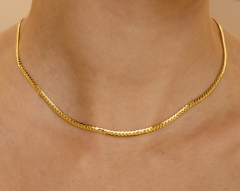 Collar de cadena de serpiente gruesa de Caitlyn Minimalista • Collar de gargantilla de capas minimalista todos los días en plata y oro • Regalo de amigo • NR131