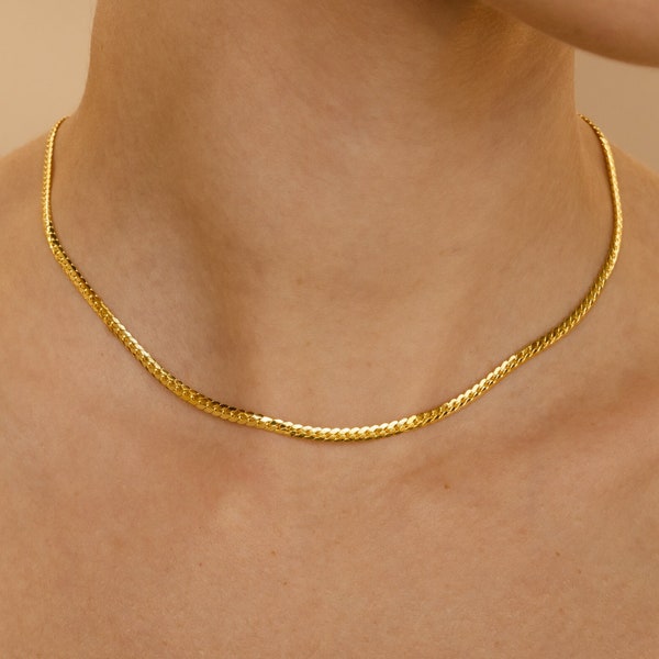 Thick Snake Chain Necklace by Caitlyn Minimalist • Everyday Minimalist Layering Choker Necklace in Silver & Gold • Friend Gift • NR131