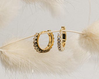 Pave Huggie Earrings by Caitlyn Minimalist • Pave Diamond Huggie Hoops • Minimalist Gold Earrings • Bridal Jewelry • Gift for Her • ER032