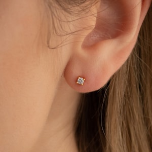 Small 2mm Diamond Studs by Caitlyn Minimalist • Dainty Diamond Earrings • Perfect Everyday Stud Earrings, Cartilage Earrings • ER203