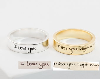 Memorial Handwriting Ring • Actual Handwriting Band Ring • Eternity Ring • Wedding Band • Unisex Ring • Personalized Handwriting Gift • RM24