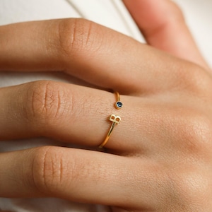 Initial Birthstone Ring • Letter Ring by Caitlyn Minimalist • Mothers Ring • Birthday Gifts • Personalized Birthday Gift for Her • RM74F39