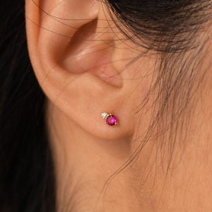 Raindrop Birthstone Stud Earrings by Caitlyn Minimalist Dainty Teardrop Earrings with Custom Gemstone Perfect Birthday Gift ER231 image 3