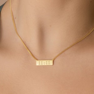 Dainty Bar Name Necklace by Caitlyn Minimalist • Custom Bar Pendant Necklace with Curb Chain • Personalized Jewelry • Mom Gift • NM116NIF33