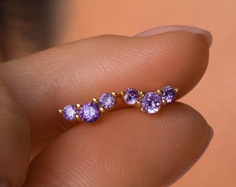 Custom Birthstone Studs by Caitlyn Minimalist • Everyday Gold Stacking Earrings • Dainty Crystal Jewelry • Graduation Gift for Her • ER232