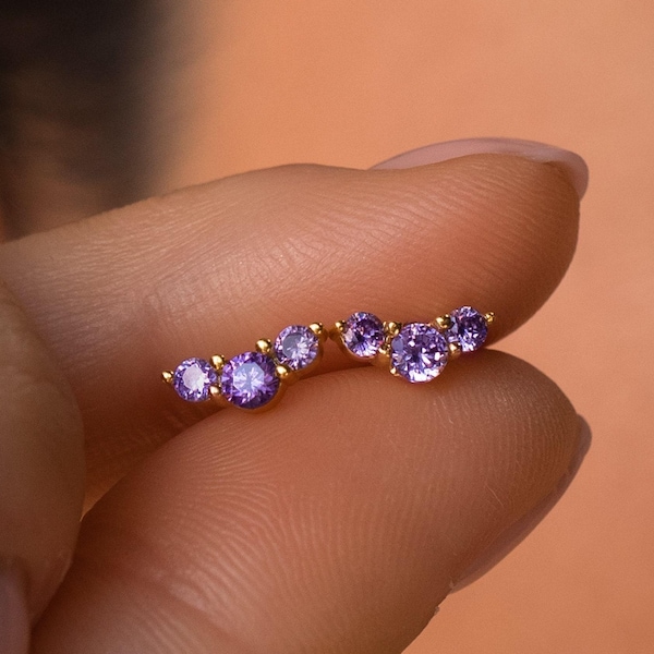 Custom Birthstone Studs by Caitlyn Minimalist • Everyday Gold Stacking Earrings • Dainty Crystal Jewelry • Graduation Gift for Her • ER232