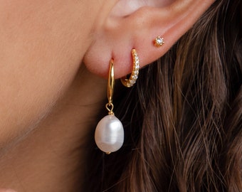 Dangling Pearl Drop Earrings by Caitlyn Minimalist • Everyday Dainty Pearl Earrings, Perfect Summer Jewelry • Anniversary Gift • ER352