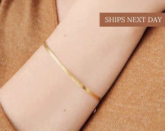 Herringbone Bracelet in Sterling Silver, Gold, Rose Gold • Dainty, Perfect for Everyday Wear • Perfect Gift for Her • BR003