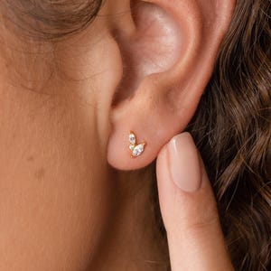 Flora Diamond Stud Earrings by Caitlyn Minimalist • Dainty Everyday Crystal Earrings • Wedding Jewelry • Bridal Shower Gift for Her • ER306