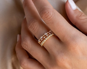 Diamond Stacking Ring Set by Caitlyn Minimalist • Set of 3 Dainty Gemstone Rings • Crystal Jewelry • Anniversary Gifts for Women • RR114