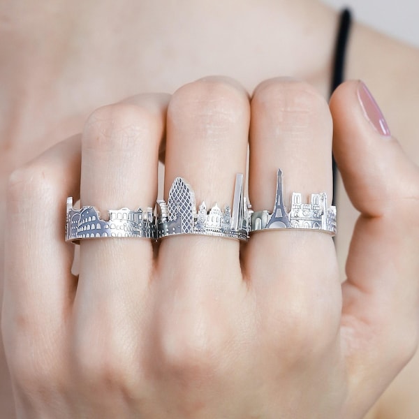 Individueller Stadtring • Stadtpanorama-Ring • Reisering • Skyline-Ring • Statement-Ring • Freundschaftsring • Personalisiertes Geschenk für Ihn • RM41