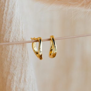 Abstract Hoop Earrings by Caitlyn Minimalist • Irregular Shaped Elegant Earrings, Everyday Hoops • Perfect Jewelry Gift for Sister • ER215