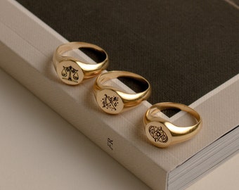 Zodiac Signet Ring by Caitlyn Minimalist • Celestial Chunky Ring • Statement Pinky Ring • Graduation Gift • RM77