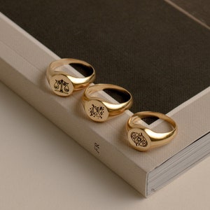 Zodiac Signet Ring by Caitlyn Minimalist • Celestial Chunky Ring • Statement Pinky Ring • Graduation Gift • RM77