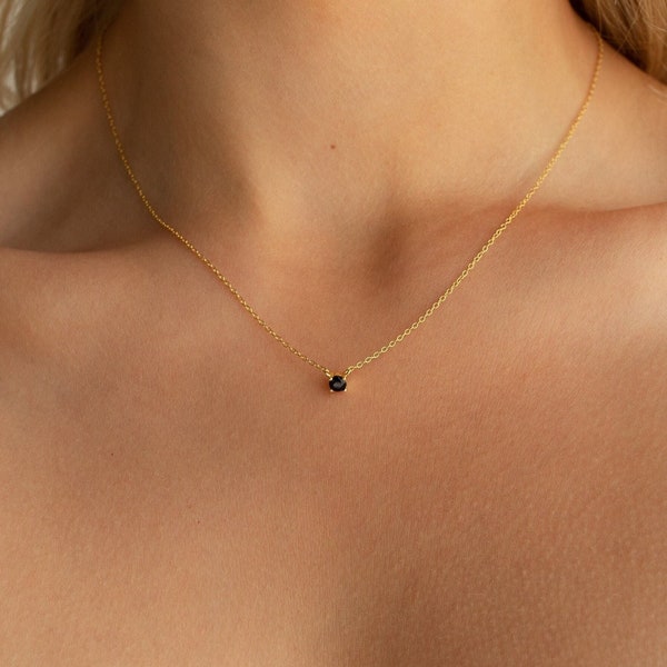 Onyx sierlijke bedelketting van Caitlyn Minimalist • Trendy gelaagdheid, minimalistische ketting voor de zomer • Cadeau voor beste vriend • NR048
