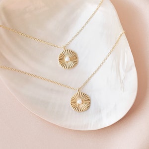 Opal Medallion Necklace by Caitlyn Minimalist • Most Favorited Opal Medallion Necklace • Perfect Layering Coin Necklace • NR003