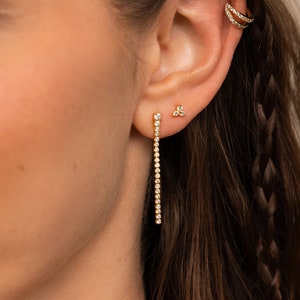 Tennis Chain Earrings by Caitlyn Minimalist • Long Dangling Diamond Earrings • Pave Stud Wedding Earrings • Perfect Gift for Mom • ER480