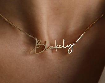 Personalized Name Necklace by Caitlyn Minimalist • Gold & Silver Name Necklace with Box Chain • Birthday Gift • Personalized Gift • NM81F91