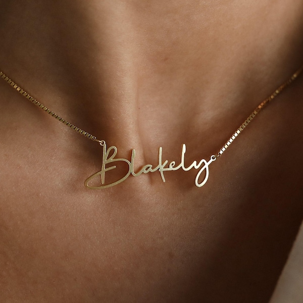 Personalized Name Necklace by Caitlyn Minimalist • Gold & Silver Name Necklace with Box Chain • Birthday Gift • Personalized Gift • NM81F91