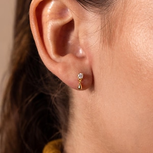 Diamond Teardrop Dangle Stud Earrings by Caitlyn Minimalist • Dangling Charm Flat Back Studs • Dainty Jewelry • Gift for Her • ER849