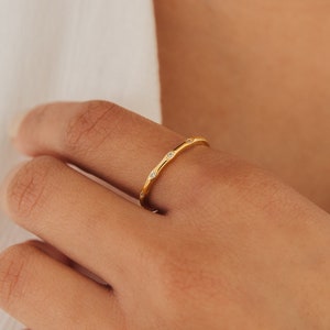 Minimalist Gold Diamond Ring by Caitlyn Minimalist Dainty Thin Stacking Crystal Ring Romantic Anniversary Gift for Girlfriend RR057 image 1