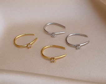 Diamond Threader Hoop Earrings by Caitlyn Minimalist • Diamond Hoops • Small Hoop Earrings • Wire Earrings • Dainty Wedding Jewelry • ER155