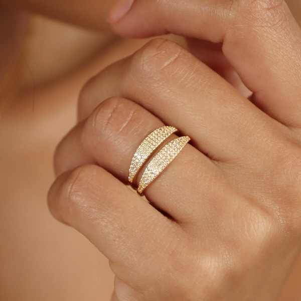 Anillo de sello con pavé de Caitlyn Minimalist • Anillo fino con pavé • Anillo apilable • Imprescindible • Anillo de sello con diamantes • RR034