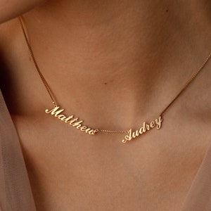 Double Name Necklace in Minimalist Chain • Perfect Personalized Gifts for Mom, Grandma • Family Gift • Gift for Her • NM91F62