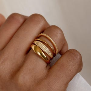 Set of 2: Duo Form Rings by Caitlyn Minimalist • Minimalist Style Stacking Rings in Gold • Perfect Additions to your Minimalist Look • RR026