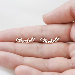 Custom Name Earrings • Personalized Gift for Her • Minimalist Earrings • Personalized Earrings • Mother's Gift • Birthday Gift • CH08F60 image 1