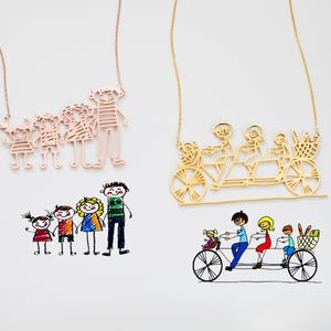 Actual Kids Drawing Necklace Children Artwork Necklace Kid Art Gift Personalized Necklace Mom Gift Grandma Gift NM19 image 3