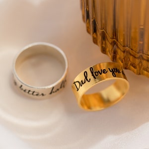 Memorial Handwriting Ring • Actual Handwriting Band Ring • Eternity Ring • Wedding Band • Unisex Ring • Personalized Handwriting Gift • RM23