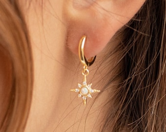Starburst Huggie Earrings by Caitlyn Minimalist • Trending Opal Star Earrings • Perfect Minimalist Look • Jewelry Gift for Her • ER055