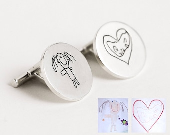Actual Handwriting Cufflinks • Father of the Bride Gift • Custom Signature Cuff Links • Custom Kid Art • Children Drawing Cufflinks • CM28